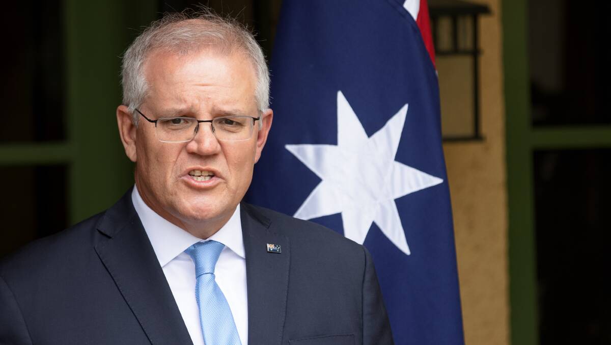 Scott Morrison says new hydrogen hubs in Western Australia will create more than 3600 jobs. Photo: Sitthixay Ditthavong
