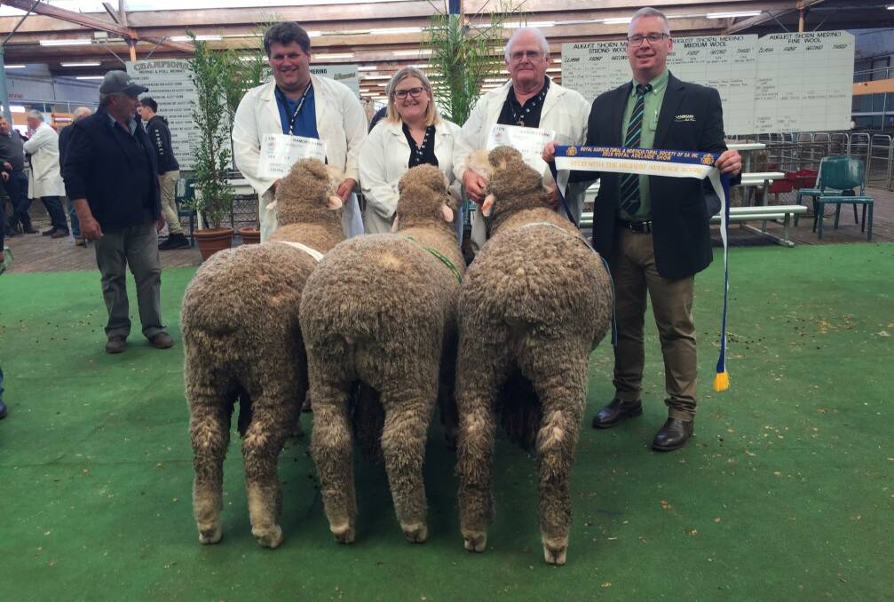 Wade, Katelyn and Colin Boughen winning the highest average score in the fibre meat plus class at the Royal Adelaide Show in 2019.