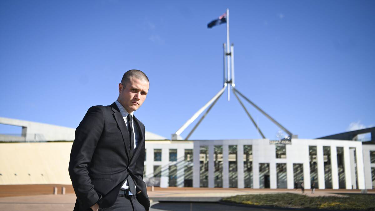 Aussie Farms executive director Chris Deforce at Parliament House in Canberra. Photo: AAP Image/Lukas Coch 