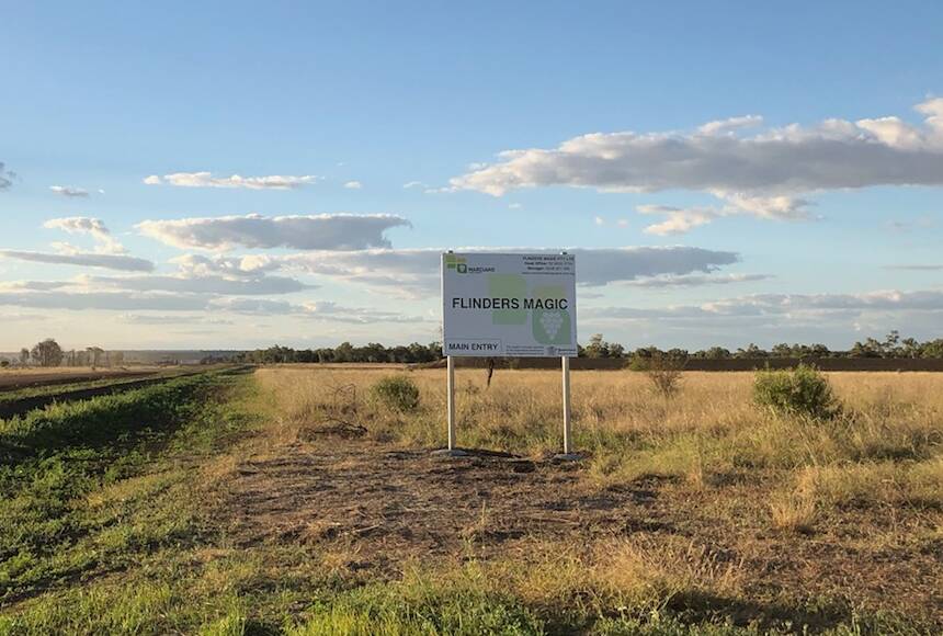 The sign on the way to the Flinders Magic grape farm at Hughenden.