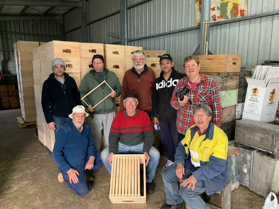 Bee Society of SA volunteers at the end of their first week of building boxes and frames on Kangaroo Island. 