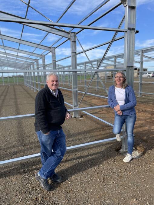 SITE APPROVED: KI Wool secretary Greg Johnsson and chair Christine Berry at the new shed site in late July. 