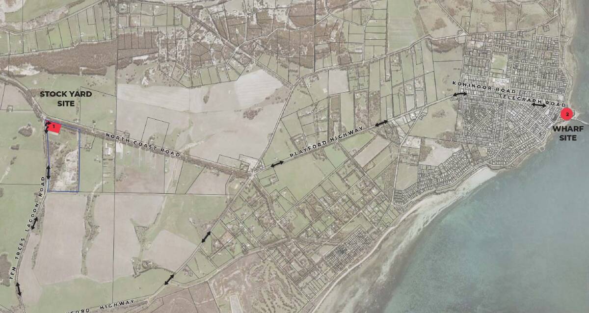 The T-Ports proposed route from Ten Trees Road into Kingscote and the wharf along Telegraph Road. More images in links above. Image T-Ports. 
