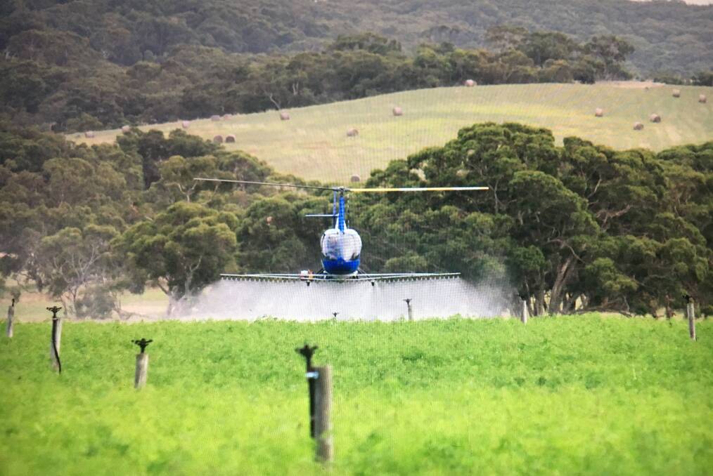 AERIAL ATTACK: Helicopter spraying is being used to good effect across a range of farming practices in SA on crops ranging from broadacre to vineyards, almonds and potatoes.