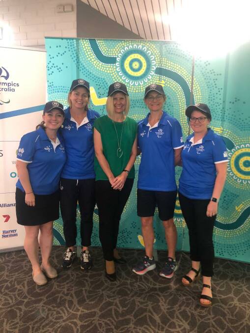 Chef De Mission, 2020 paralympic team, Kate McLoughlin, paralympic dietitian Siobhan Crawshay, MLA chief marketing and communications officer, Lisa Sharp, paralympics team dietitians Gaye Rutherford and Kylie Andrew. Photo: MLA.