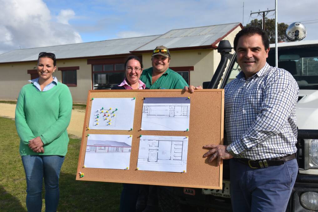 UPGRADE EXCITEMENT: Naracoorte P&A Society committee's Nicki Wight, and Amanda and Andrew Lock discussing the successful grant with federal Member for Barker Tony Pasin.