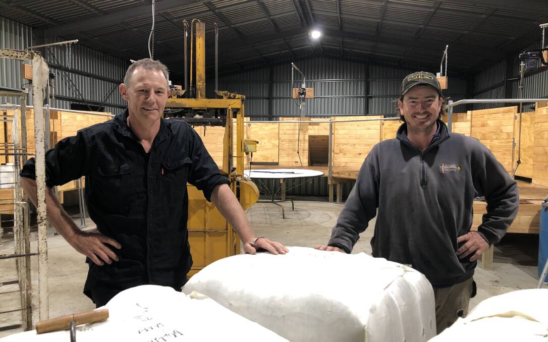COPING WELL: Craig Gilbert, Woolaway Contract Shearing, Naracoorte, with Dollings Produce's Pete Morton, said shearing teams had been permitted to travel across the SA/Vic border, providing they returned to SA afterwards.