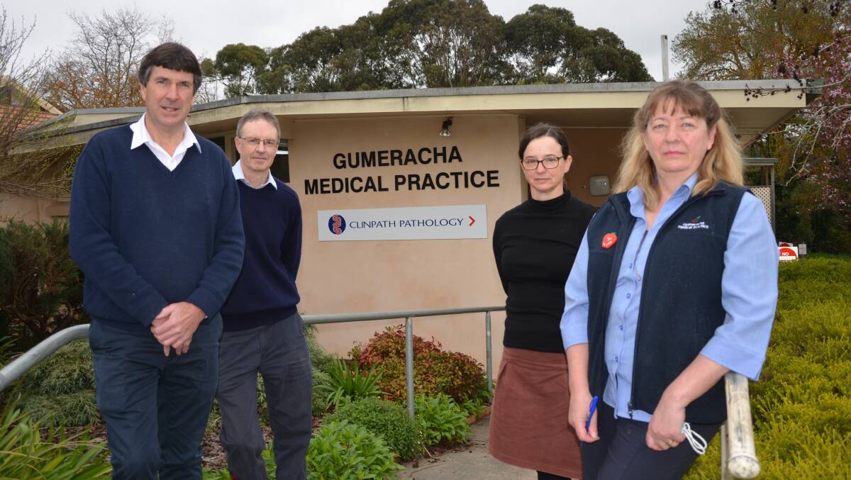 LOSING NUMBERS: Gumeracha Medical Practice GPs Mark Lang, Geoff Symons and Karen Williams, with practice manager Lyn Molinaro.