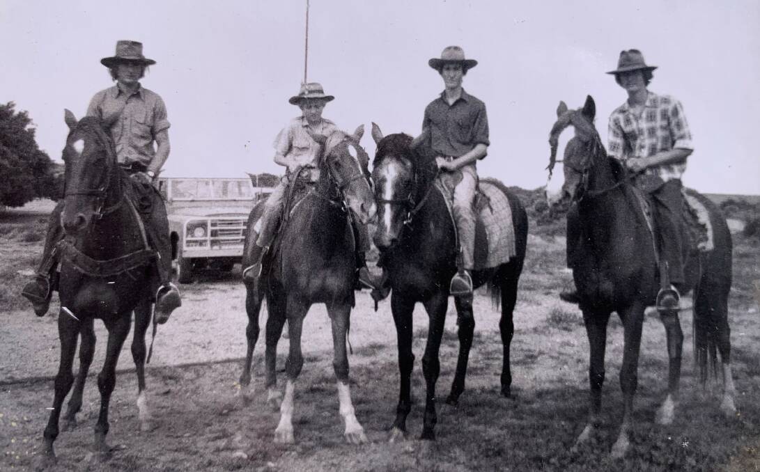 BROTHERS ON HORSEBACK: Gordon, Ian, Peter and Jeffery ready to head out mustering in 1972.