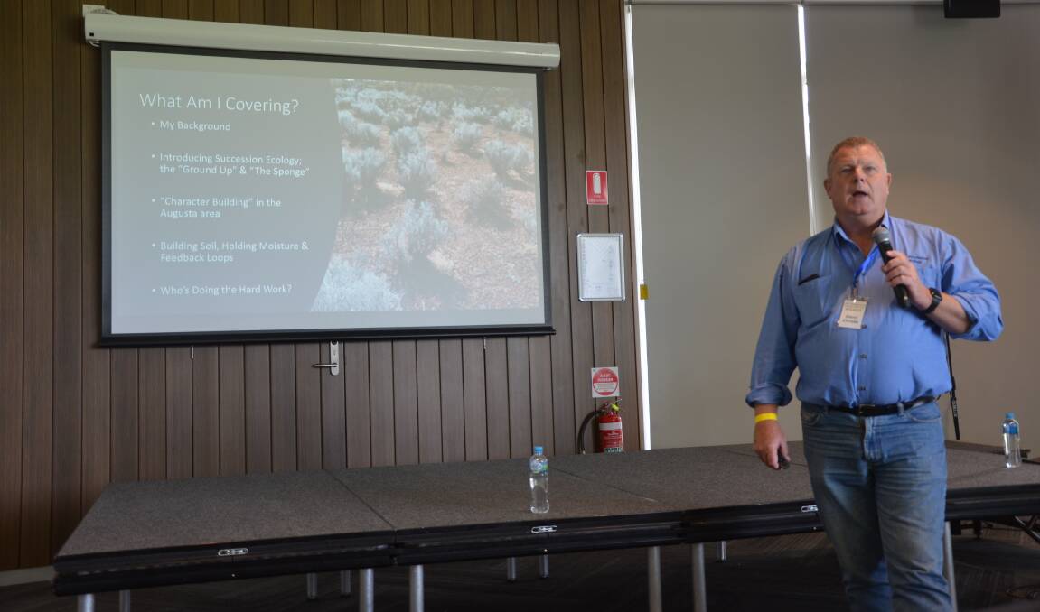 FIRST STEP: Succession Ecology director Glenn Christie, Adelaide, said an active soil filled with "critters", such as bees and wasps, was the best place to start when attempting to improve soils and therefore carrying capacity.