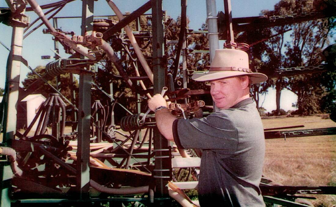 NOVEL MACHINE: Michael Richards in the mid 1990s with the John Shearer 5-160 Universal Bar, specialised for use in no-till practices in SA. Photo: JEANETTE LONG