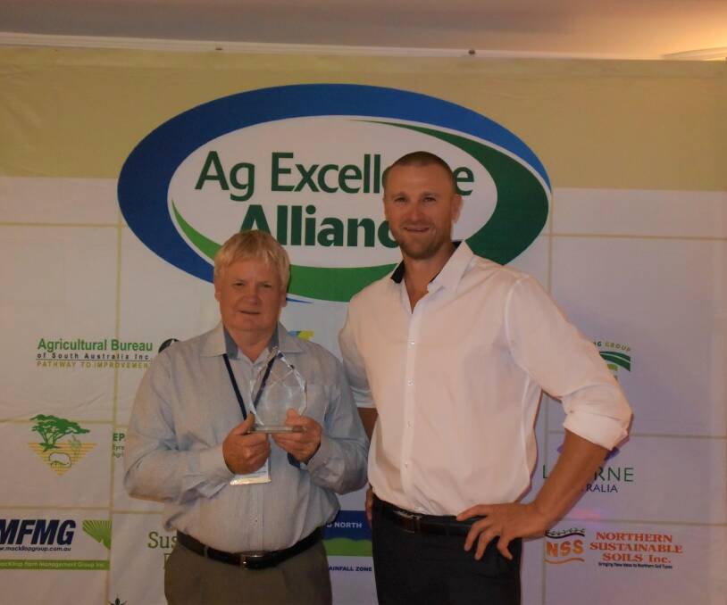 WORTHY WINNER: Michael Richards was presented with the Ag Excellence Perpetual Award by Ag Excellence chair Leighton Wilksch.