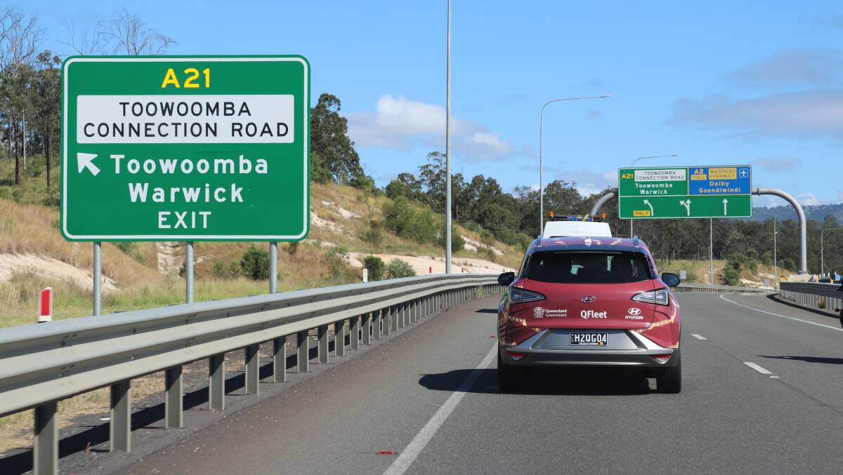 Making inroads: A hydrogen-powered car has made the return trip from Brisbane to Toowoomba for the first time. 