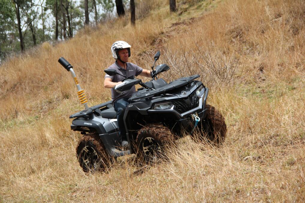 Mojo Motorcycles Queensland and Northern Territory area manager Gary Ridden demonstrating the CFMoto CForce 625. 
