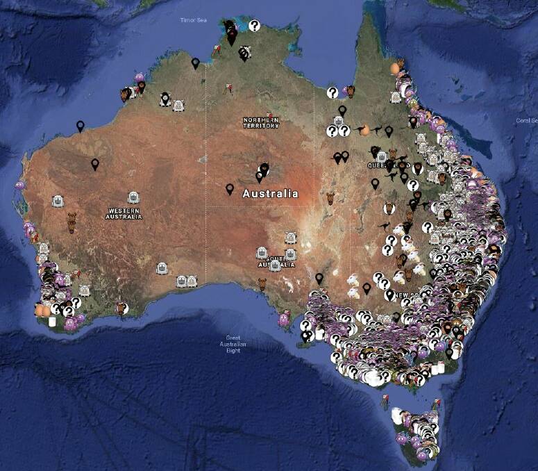 Aussie Farms' map publishes information about rural properties across the country.