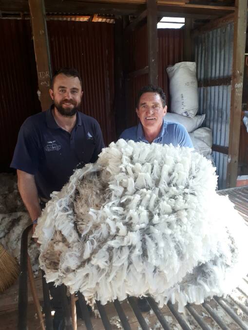 The son and brother of Dennis Gleeson - who passed away in 2018 after being diagnosed with MND - Tim and Butch Gleeson in their wool shed at Costerfield, Vic. Dennis Gleeson was the reason MND Australia was nominated as the supported charity of the Australian Fleece Competition.