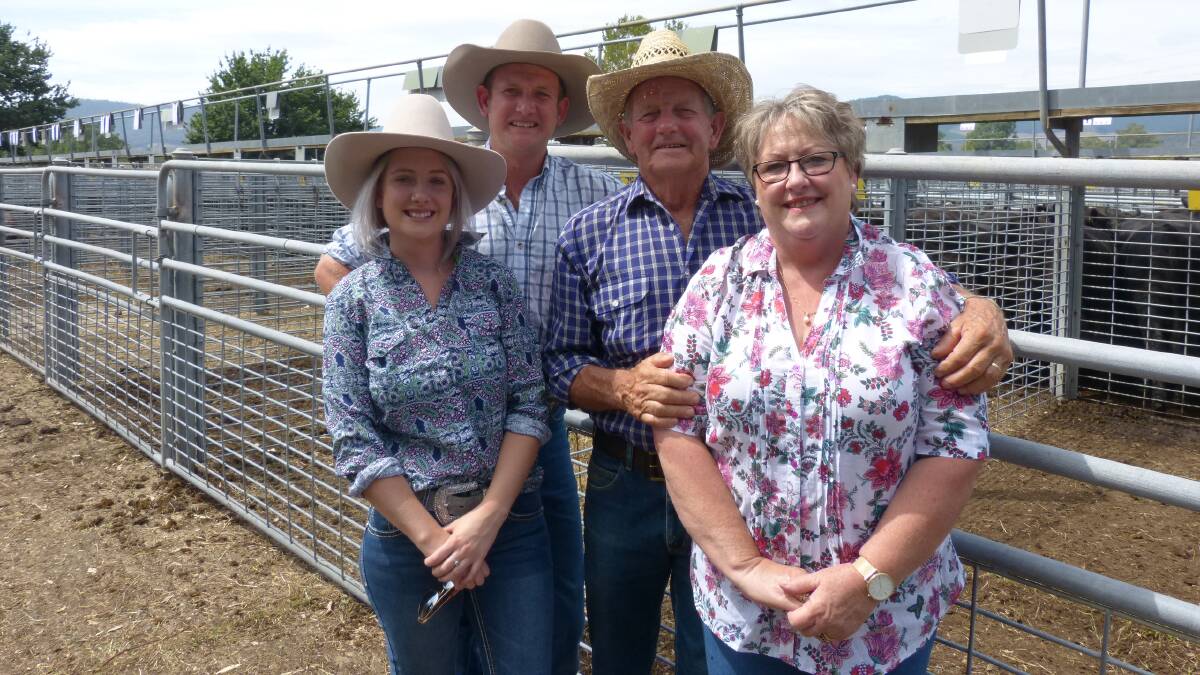 Meg, Paul, Glen and Jeanette Chalwell sold cattle at the Elders Myrtleford calf sale last week. Photo by Peter Kostos.