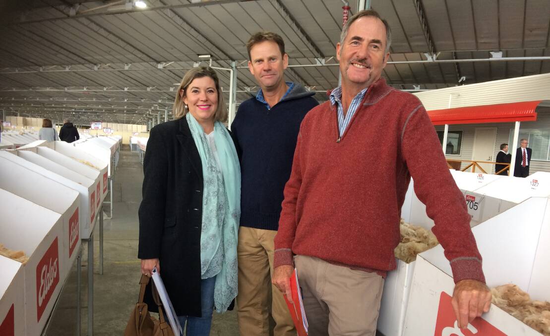 TOP RETURNS: Katrina, Ian and Sandy Morris, Yardea Station, were in Melbourne last week to watch the final bales from their clip being auctioned.
