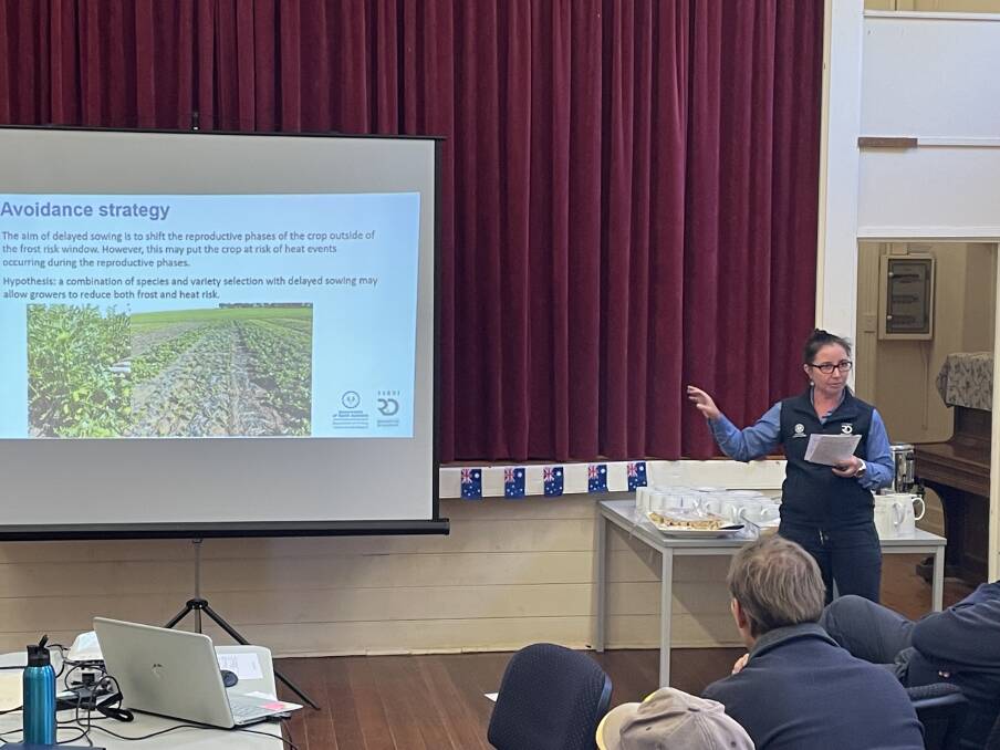RECENT RESEARCH: Clare-based SARDI pulse agronomy research scientist Penny Roberts discussed pulse trials at Farrell Flat last month. 