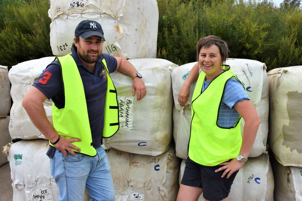 FUTURE LEADERS: Trelawney Trading manager William Sandow, Watervale, and Naracoorte High School agriculture teacher Chelsea Dohlenburg, attended the Breeding Leadership course at Clare and visited Michell Wool at Salisbury. 