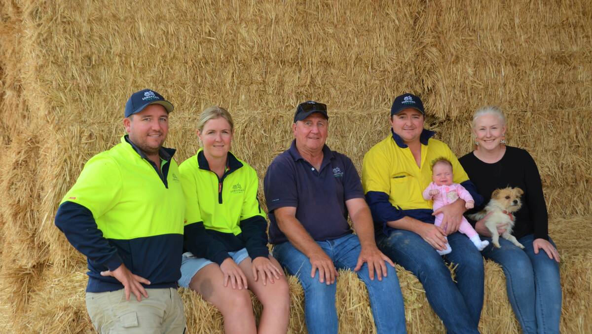 GROWING FAMILY: Nick and Emma Dabinett, Russell Dabinett, Wade Dabinett holding Mary, with his wife Hannah. 