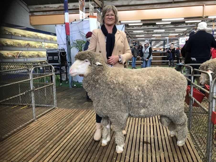 STRONG REPUATION: Stud principal Leonie Mills with Orrie Cowie 171242 at the Royal Adelaide Show in 2019. 