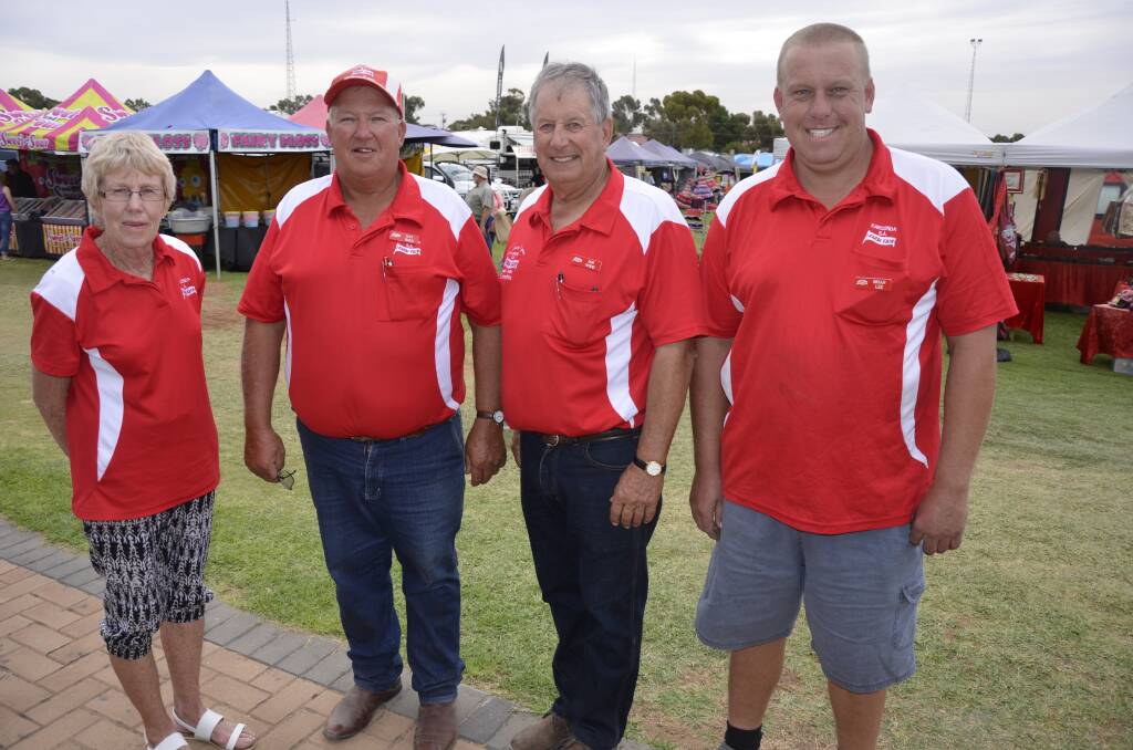 GOOD TIMES: Retiring Karoonda Farm Fair manager Ray Bald (centre left) with fellow committee members Lynette Bald, Ian Wood and Brian Lee. 