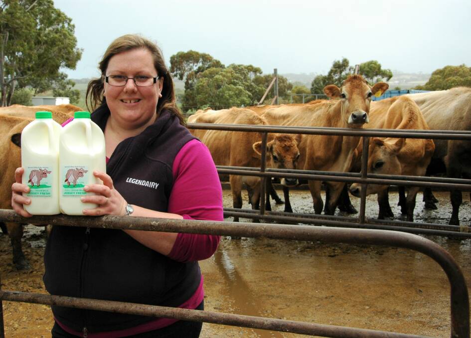 STABLE SALES: The demand for Lisa Werner's Jersey Fresh milk and cream increased and then remained steady after South Australians moved away from $1 a litre milk. The Jersey herd produced 400,000 litres of milk in the last financial year. 