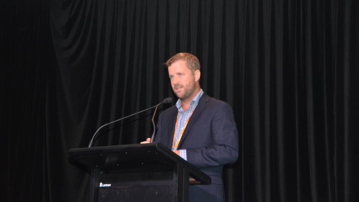 Coffey Cattle Co's Adam Coffey at the Northern Territory Cattlemen's Association conference at Alice Springs discussing sustainable beef production. Picture by Vanessa Binks 