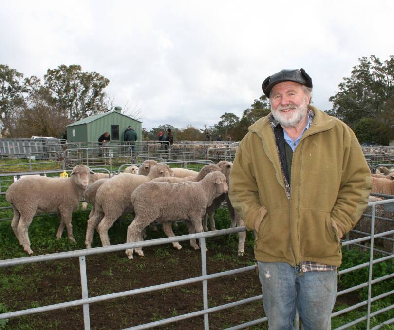 QUALITY LAMBS: Harry Worzfeld, Lenswood, braved the winter weather and returned to the Mount Pleasant market last week after taking a break from selling his sheep. 