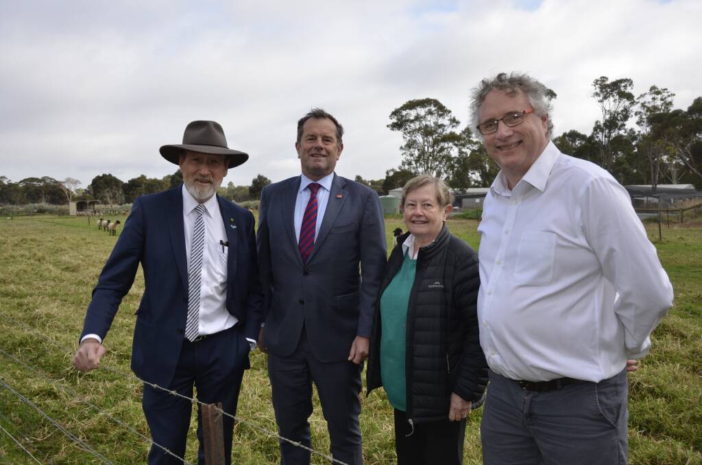 BIG COMMITMENT: Federal member for Grey Rowan Ramsey, Primary Industries minister Tim Whetstone, SA Dog Fence board chair Carolyn Ireland, and Livestock SA chief executive officer Andrew Curtis. 