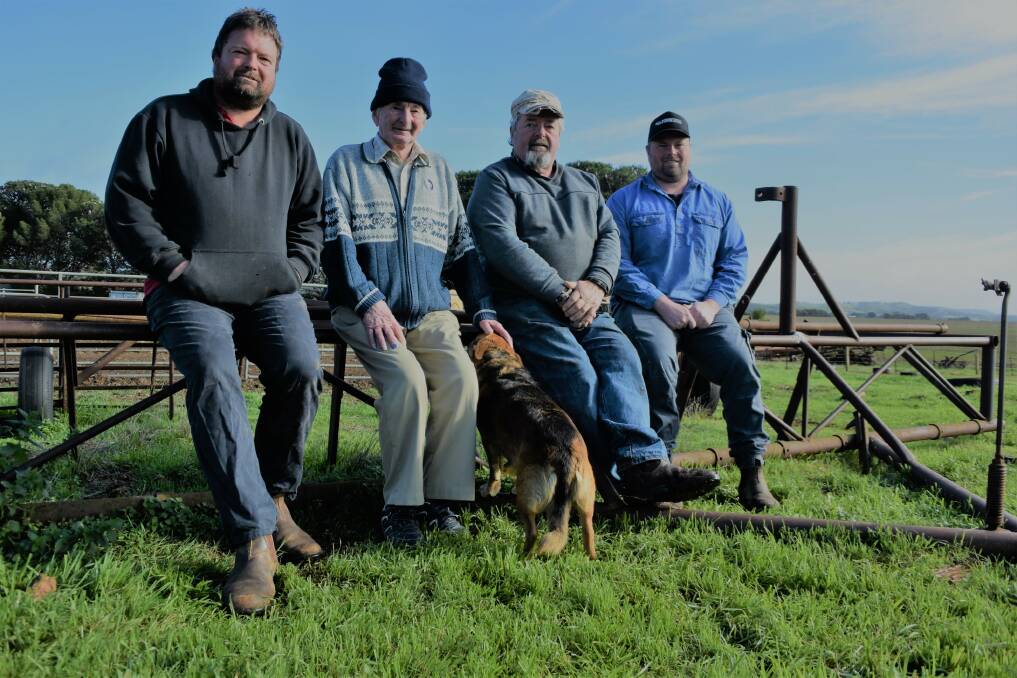 FAMILY COMMITMENT: Kym, Gordon, Malcolm and Jake Schutz have committed to keeping the family farm going through tough times. 