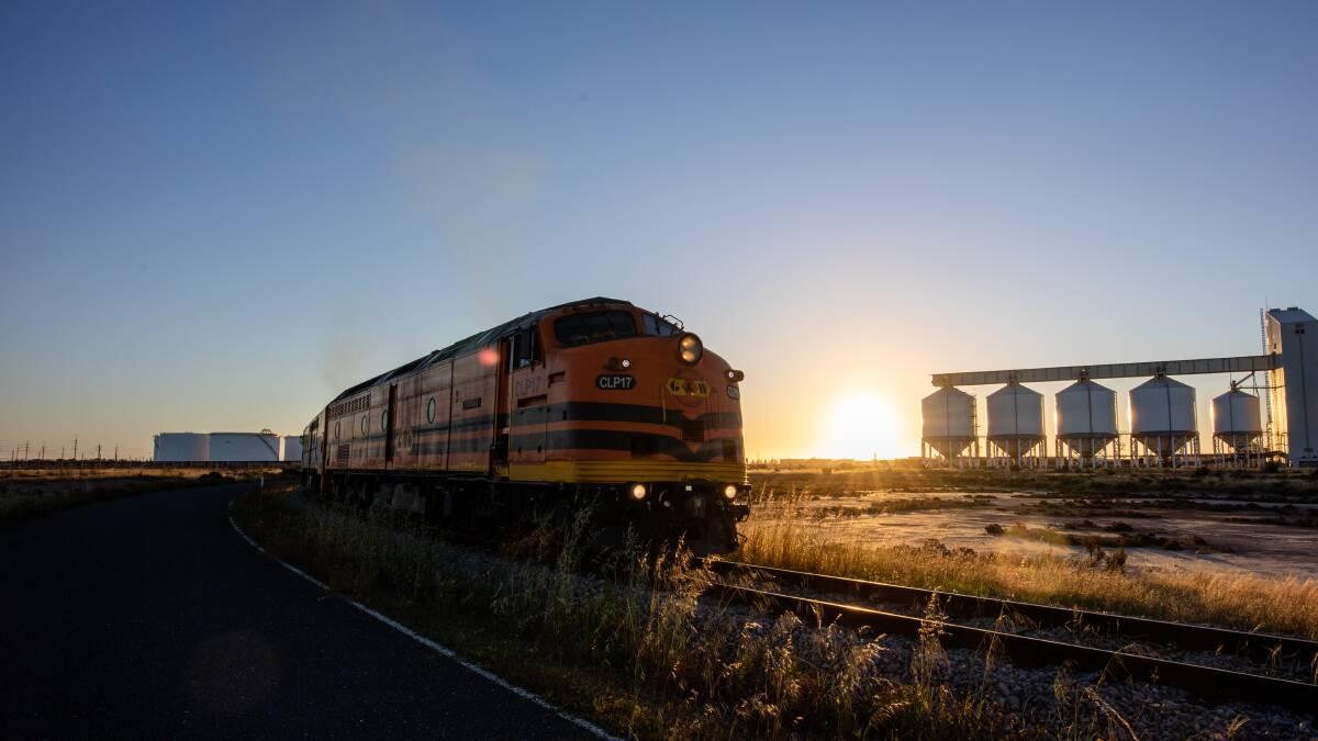 The first train with new season grain arriving at Outer Harbor after loading at Port Pirie.