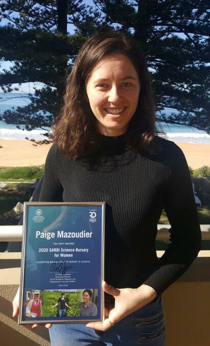 Paige Mazoudier is the recipient of the 2020 SARDI Science Bursary for Women.