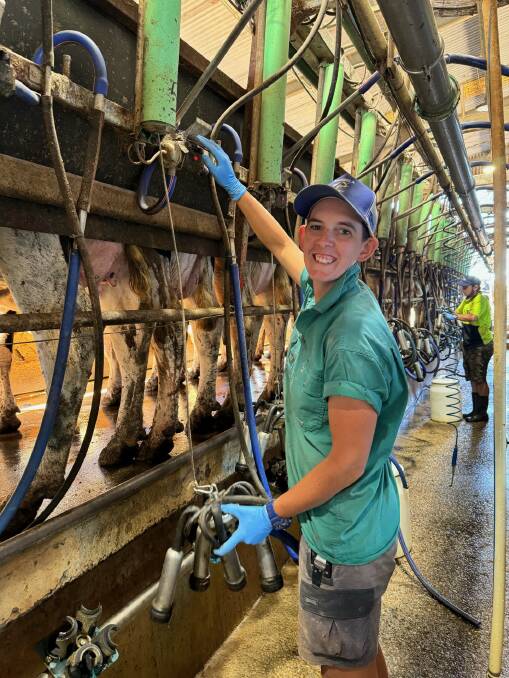 Sarah Moore has progressed from milker and calf feeder to operations manager at Maneela Dairy in the span of four years. Picture supplied