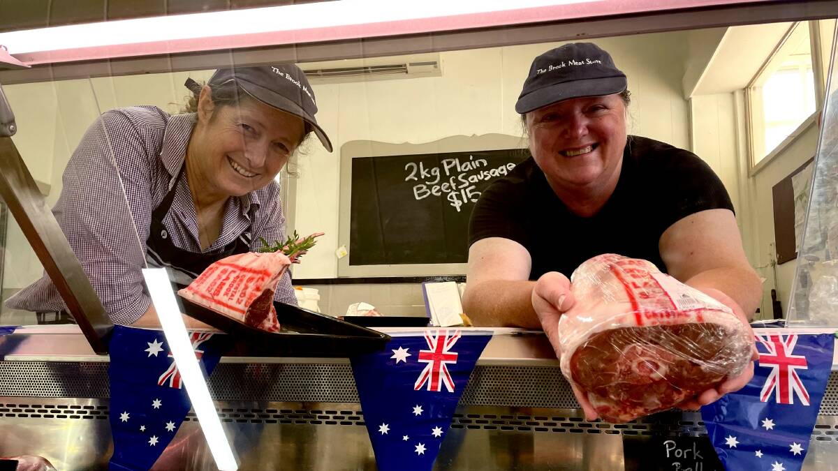 Meat supply has not been any issue for The Brook Meat Store at Crystal Brook. Jocelyn Thomas and family own a local farm and the butcher, sourcing as much meat as possible off their own farm. Mrs Thomas is pictured with Lyn Russell.