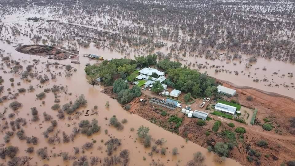 The Todmorden Homestead surrounded by floodwaters from the Alberga River after 186.6mm fell from January 22 to February 2.