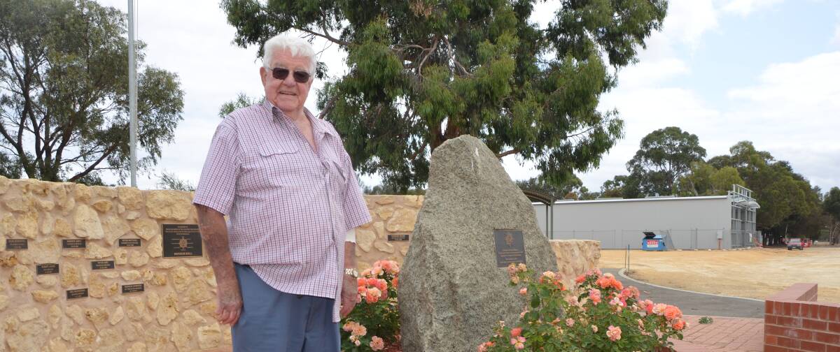 RESPECT: Rex Hall at the Volunteer Fire Fighters memorial in Naracoorte. The newly-constructed museum in the background will open in February.