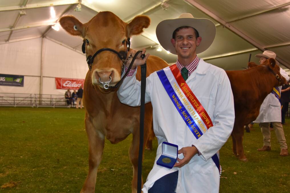 Mason Galpin after winning the National Beef Cattle Paraders final at the 2018 Royal Adelaide Show.