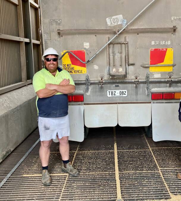 Arno Bay's Jeremy Calliss delivering peas into Viterra's Port Neill site yesterday.