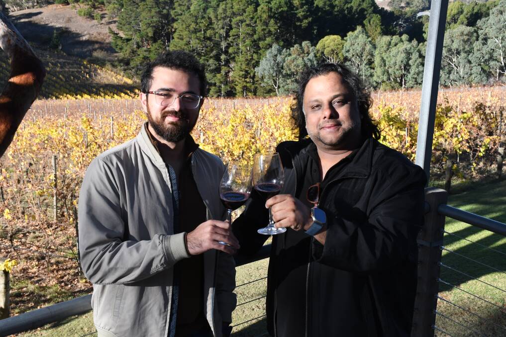 Indian wine importers Pritish Matai and Nikhil Agarwal were in attendance at the SA Wine Ambassadors Club event at Mt Lofty Ranges Vineyard last week. They say there is huge potential for SA winemakers in the emerging subcontinent market. Picture by Quinton McCallum