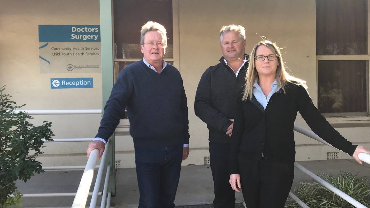 HEALTH SHORTAGE: Streaky Bay Medical Clinic Incorporated vice chairperson Brenton Lynch, practice manager Nerissa Baldock (right) and Streaky Bay mayor Travis Barber know the struggle of trying to attract a rural doctor.