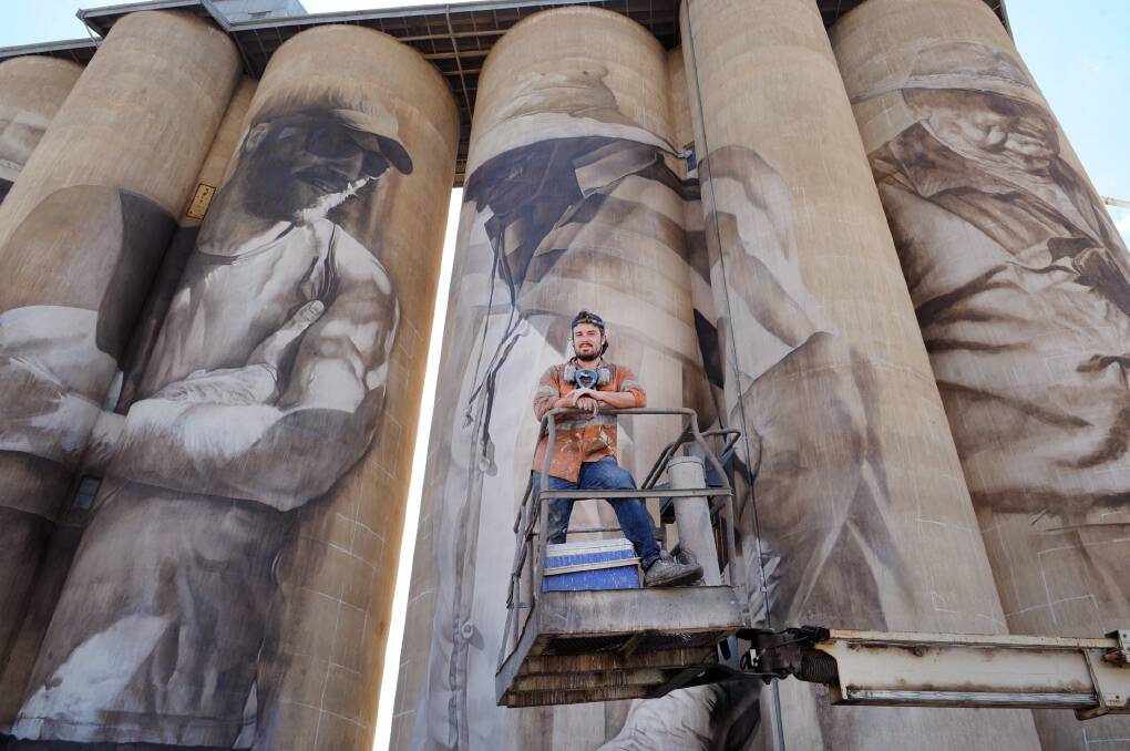 COONALPYN ON SHOW: Brim Silo Artist Guido Van Helten will begin the Coonalpyn Silo Project in February 2017.