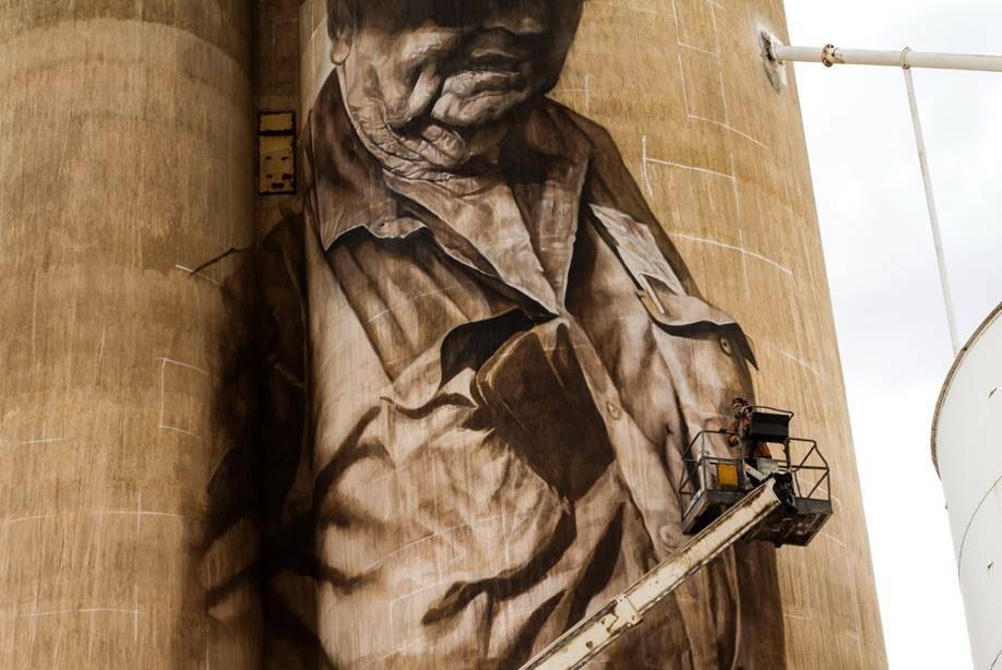 ON THE MAP: World-renowned artist Guido van Helten painted this Brim Silo which has been nationally recognised. 