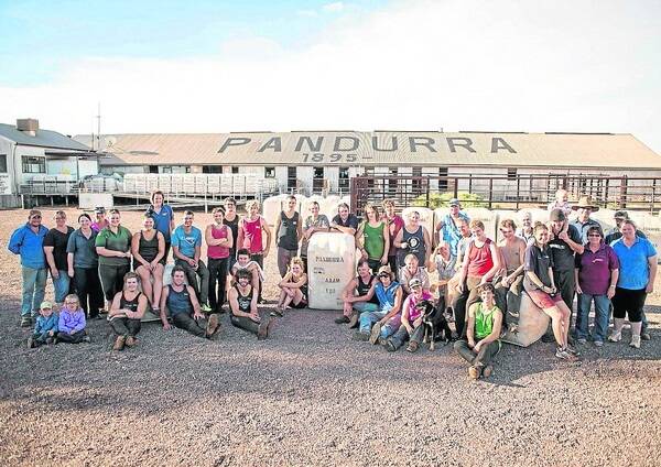 BIG TIME: About 40 shearers pose for a photograph as part of the 120th year celebrations at Pandurra Station recently.