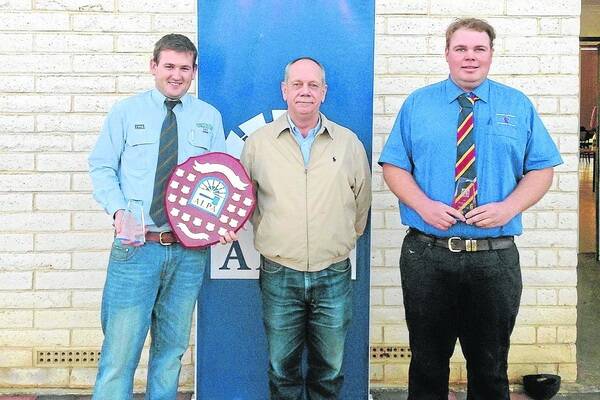 SA WINNERS: 2013 ALPA SA Young Auctioneer competition winner Craig Gill and runner-up Mat MacDonald with event organiser and ALPA chief executive officer Andy Madigan.