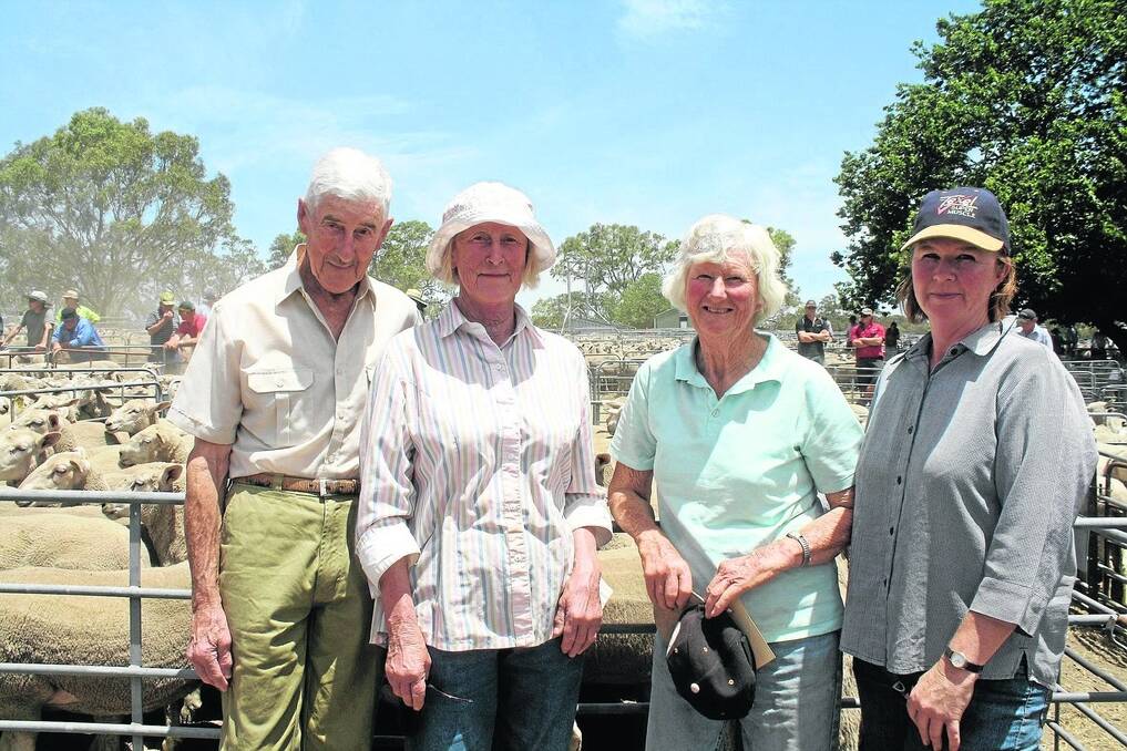 BEST EWES: Jamie and Jill Shephard, Brukunga, were thrilled when they sold the $218 top-price first-cross ewes at Mount Pleasant on Wednesday last week to Charlotte Morley, Parawa, with Vanessa Morley, Parawa.
