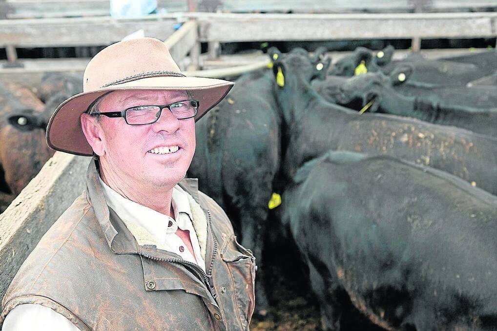 James Irwin, Balah, sold 28 Coolana-blood, March-drop Angus heifers PCAS accredited, including a pen of 18 weighing 315kg, for $435 or $1.38/kg.