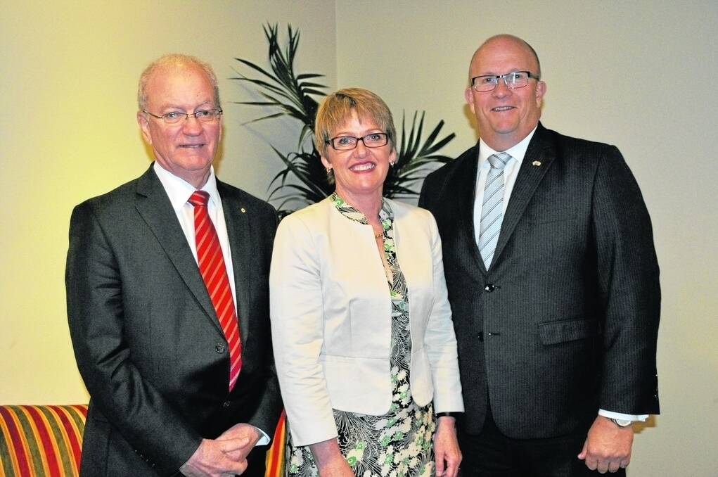 Beston Global Food Company chairman Roger Sexton, New Zealand Food Safety Minister Jo Goodhew and Opposition agriculture spokesperson David Ridgway at a recent Agribusiness Growth Forum in Adelaide.