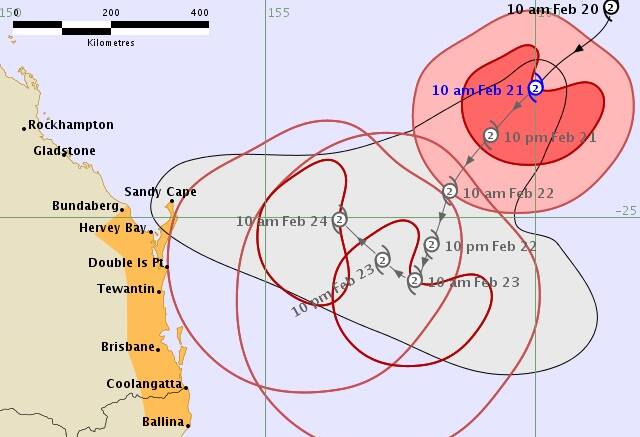 The Bureau issued this track map of Cyclone Oma today.